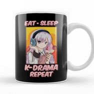 Baskı Dükkanı Cute & Funny Eat Sleep K Drama Repeat Korean K Pop Kupa Bardak