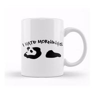 Baskı Dükkanı Cute & Funny I Hate Mornings Lazy Panda Sleepy Kupa Bardak