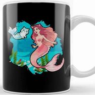 Baskı Dükkanı Cute & Funny Mermaid Cat Swimming Kitty Mermaidcat Porselen Kupa