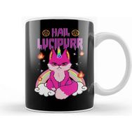 Baskı Dükkanı Cute Funny Satanic Hail Lucipurr Rainbow Emo Cat Kupa