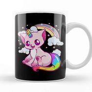 Baskı Dükkanı Cute Funny Unicorn Cat Rainbow Kitty Unicorn Kupa