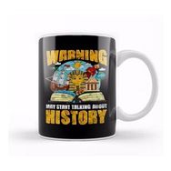 Baskı Dükkanı Cute & Funny Warning May Start Talking About History Beyaz 330 ml Porselen Kupa Bardak