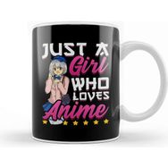 Baskı Dükkanı Cute Just A Girl Who Loves Anime Beyaz 330 ml Porselen Kupa