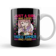 Baskı Dükkanı Cute Just A Girl Who Loves Video Games And Food Beyaz 330 ml Porselen Kupa