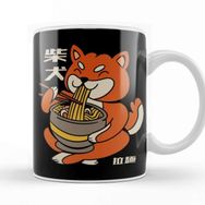 Baskı Dükkanı Cute Kawaii Ramen Shiba Inu Dog Japanese Anime Cartoon Beyaz 330 ml Porselen Kupa