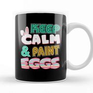 Baskı Dükkanı Cute Keep Calm & Paint Eggs Easter Bunny Funny Beyaz 330 ml Porselen Kupa