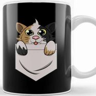 Baskı Dükkanı Cute Kitty In Pocket For Cat Kitten Lovers Beyaz 330 ml Porselen Kupa