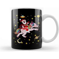 Baskı Dükkanı Cute Santa Claus Riding A Unicorn Through Space Kupa