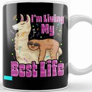 Baskı Dükkanı Cute Sloth Llama Living My Best Life Napping Pun Kupa