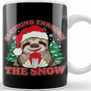 Baskı Dükkanı Cute Slothing Through The Snow Christmas Sloth Kupa