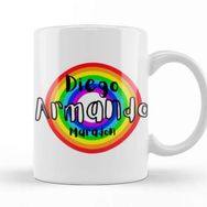 Baskı Dükkanı Diego Armando Maradon Retro Rainbow Style Kupa Bardak
