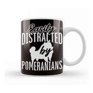 Baskı Dükkanı Distracted By Pomeranians Pommy Pom German Spitz Pet Puppy Beyaz Porselen Kupa Bardak