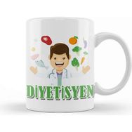 Baskı Dükkanı Diyetisyen Beyaz Porselen Kupa Bardak