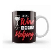 Baskı Dükkanı Drink Wine Play Mahjong Chinese Board Game Player Solitaire Kupa