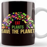 Baskı Dükkanı Eat Plants Save The Planet Vegan Vegetarian Veganism Veggie Kupa Bardak