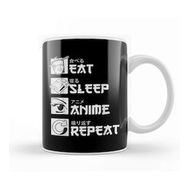 Baskı Dükkanı Eat Sleep Anime Repeat Funny Japanese Manga Tee 01 Kupa Bardak