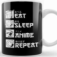 Baskı Dükkanı Eat Sleep Anime Repeat Funny Japanese Manga Tee Kupa Bardak