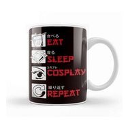 Baskı Dükkanı Eat Sleep Cosplay Anime Manga Otaku Japanese Beyaz 330 ml Porselen Kupa Bardak
