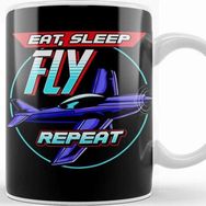 Baskı Dükkanı Eat Sleep Fly Repeat Airplane Pilot Aviation Pun Kupa Bardak