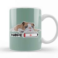 Baskı Dükkanı English Bulldog Lover Snoozing Bulldog Porselen Beyaz Kupa Bardak
