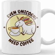 Baskı Dükkanı Even Unicorns Need Coffee Kupa