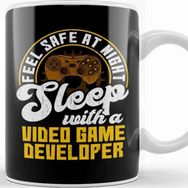 Baskı Dükkanı Feel Safe At Night Sleep With Video Game Developer Kupa Bardak