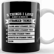 Baskı Dükkanı Five Things I Love Almost As Much As Stranger Things Beyaz 330 ml Porselen Kupa Bardak