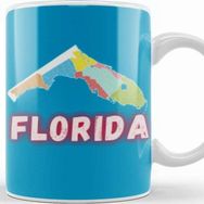 Baskı Dükkanı Florida Vintage Retro Rainbow Kupa