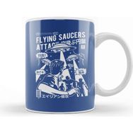 Baskı Dükkanı Flying Saucers Attack Manga Style Beyaz 330 ml Porselen Kupa Bardak