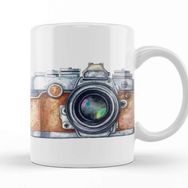 Baskı Dükkanı Fotoğraf Makinesi Sulu Boya Kupa