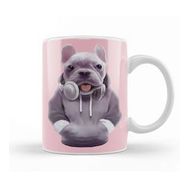 Baskı Dükkanı French Bulldog Puppy With Headphones Kupa