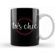 Baskı Dükkanı French Slogan Tres Chic Circle Kupa