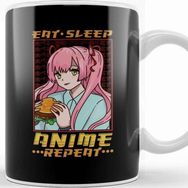 Baskı Dükkanı Funny Anime Obsessed Girl Eat Sleep Anime Repeat Kupa Bardak