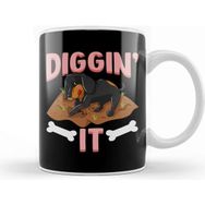 Baskı Dükkanı Funny Diggin It Cute Dachshund Pun Digging Bones Kupa Bardak
