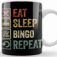Baskı Dükkanı Funny Eat Sleep Bingo Repeat Retro Vintage Gift Kupa