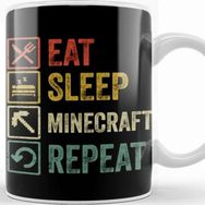 Baskı Dükkanı Funny Eat Sleep Minecraft Repeat Retro Vintage Kupa