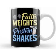 Baskı Dükkanı Funny Faith Weights And Protein Shakes Gym Workout Kupa