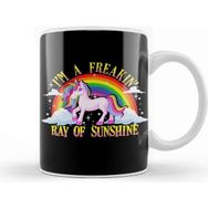 Baskı Dükkanı Funny I M A Freakin Ray Of Sunshine Unicorn Kupa