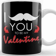 Baskı Dükkanı Funny I Mustache You To Be My Valentine Cute Pun T Kupa