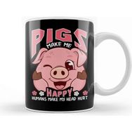 Baskı Dükkanı Funny Pigs Make Me Happy Humans Make My Head Hurt Kupa Bardak
