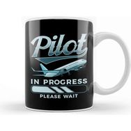 Baskı Dükkanı Funny Pilot In Progress Please Wait Airplane Pilot Kupa Bardak