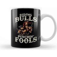Baskı Dükkanı Funny Riding Bulls Punchin Fools Competitive Pun Kupa Bardak