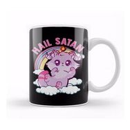 Baskı Dükkanı Funny Satanic Hail Satan Kitten Cute Rainbow Cat Kupa
