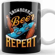 Baskı Dükkanı Funny Snowboard Beer Repeat Snowboarding Kupa