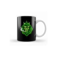 Baskı Dükkanı Funny Weed Marijuana Cannabis Kush Pot Green Lion Smoking Stoner Kupa
