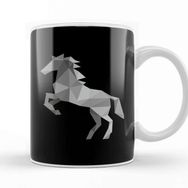 Baskı Dükkanı Geometric Animal Grey Horse Kupa