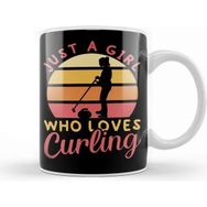 Baskı Dükkanı Girl Who Loves Curling Player Team Coach Curling Stones Kupa Bardak