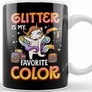 Baskı Dükkanı Glitter Is My Favorite Color Unicorn Rainbow Paint Kupa Bardak
