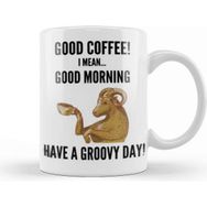 Baskı Dükkanı Good Mornıng Funny Coffee Drinks Lover Gift Quote Vintage Retro Rainbow Style Kupa