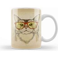 Baskı Dükkanı Gözlüklü Kedi Cats Kupa
